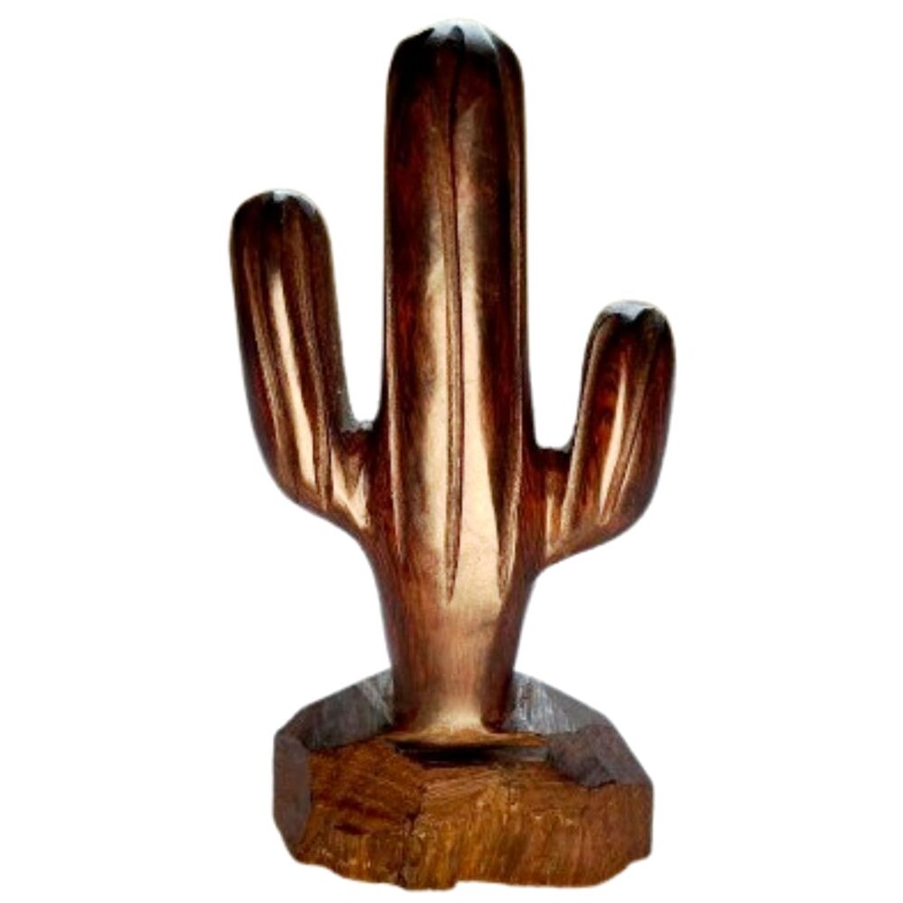 Vintage Hand-Carved Ironwood Saguaro Cactus Sculpture